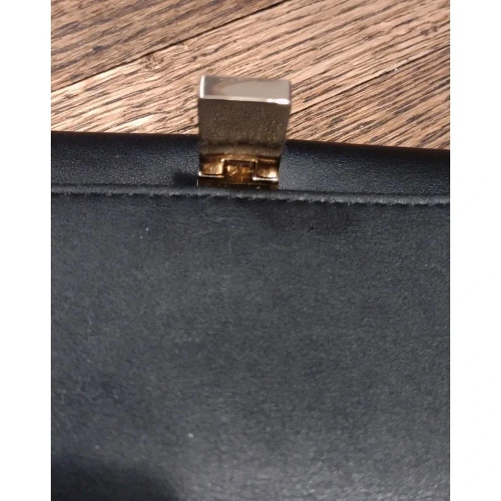 Nine West Women's Continental Wallet - Black Saffiano Faux Leather Gold Hardware